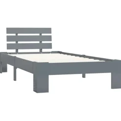 vidaXL Bedframe massief grenenhout grijs 90x200 cm
