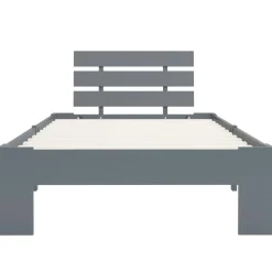 vidaXL Bedframe massief grenenhout grijs 90x200 cm