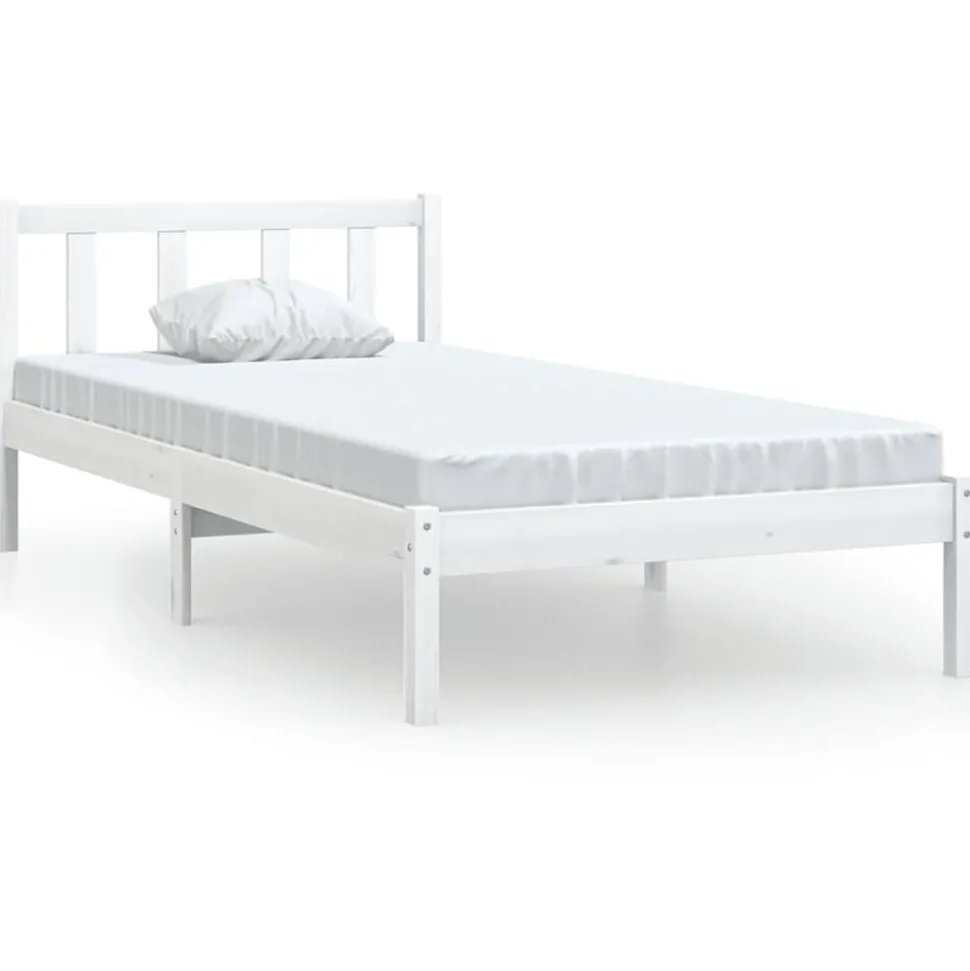 vidaXL Bedframe massief grenenhout wit 75x190 cm