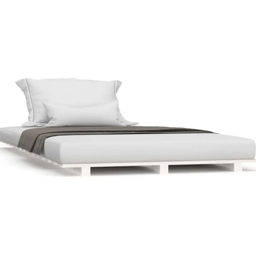 vidaXL Bedframe massief grenenhout wit 90x200 cm
