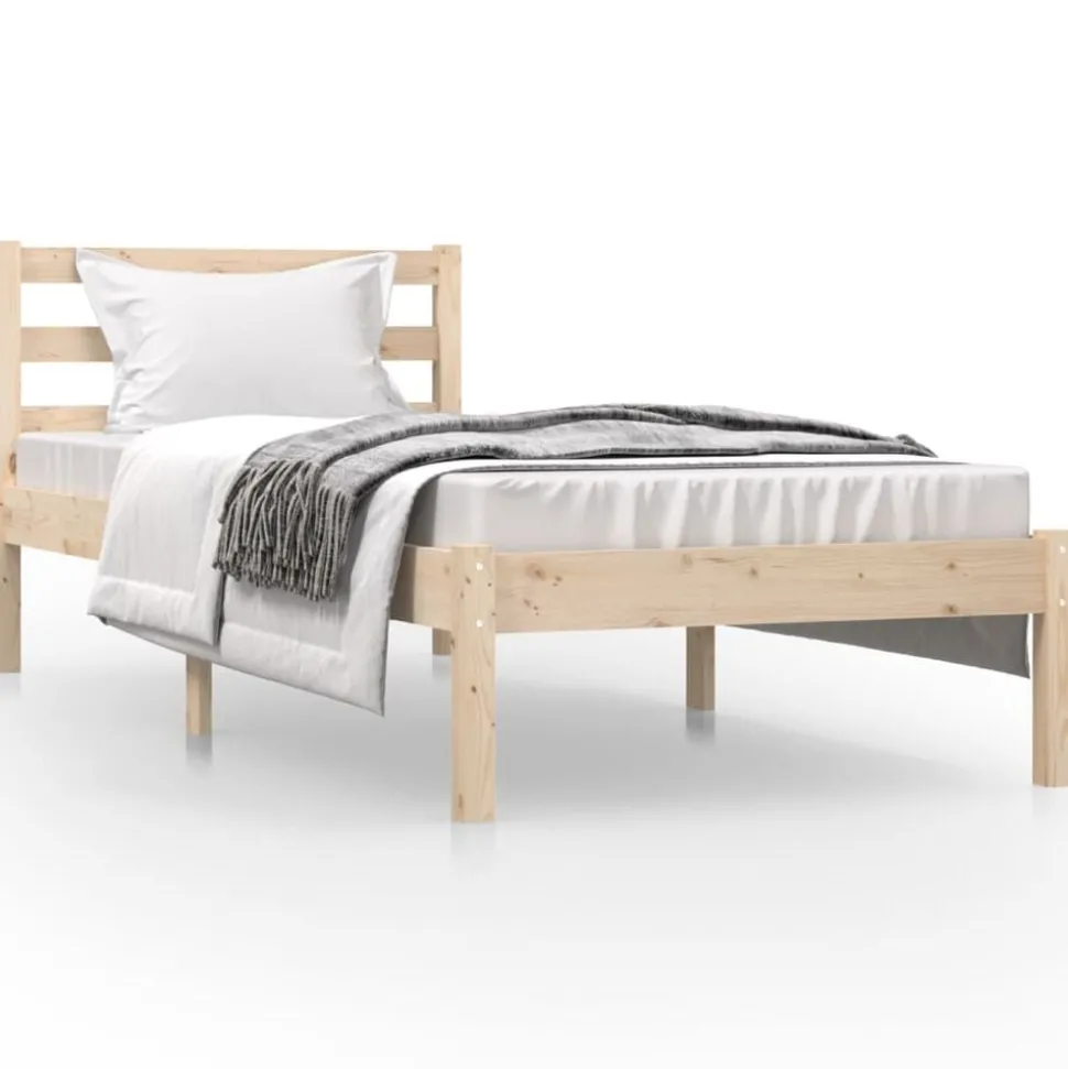 vidaXL Bedframe massief grenenhout zwart 75x190 cm