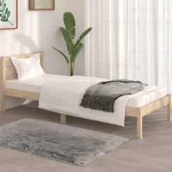vidaXL Bedframe massief grenenhout zwart 75x190 cm
