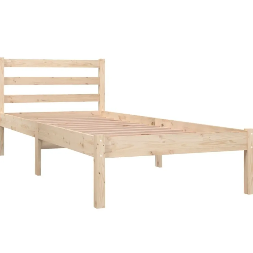 vidaXL Bedframe massief grenenhout zwart 75x190 cm