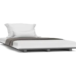 vidaXL Bedframe massief grenenhout grijs 90x200 cm