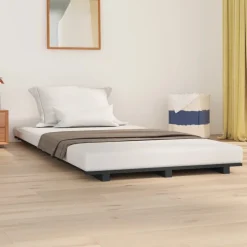 vidaXL Bedframe massief grenenhout grijs 90x200 cm
