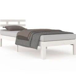 vidaXL Bedframe massief hout wit 75x190 cm