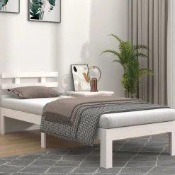 vidaXL Bedframe massief hout wit 75x190 cm
