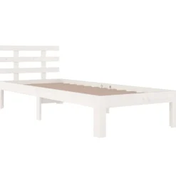 vidaXL Bedframe massief hout wit 75x190 cm