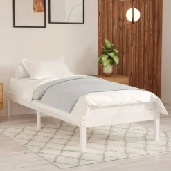 vidaXL Bedframe massief hout wit 75x190 cm