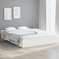 vidaXL Bedframe massief hout wit 200x200 cm