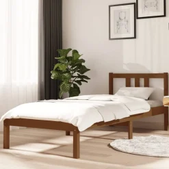 vidaXL Bedframe massief hout honingbruin 75x190 cm