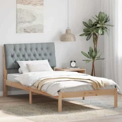 vidaXL Bedframe met Gevoerd Hoofdgedeelte Bruin 100 x 200 cm