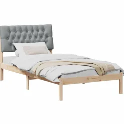 vidaXL Bedframe met Gevoerd Hoofdgedeelte Bruin 100 x 200 cm