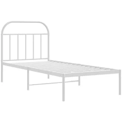 vidaXL Bedframe met hoofdbord metaal wit 90x200 cm