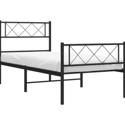 vidaXL Bedframe met hoofd- en voeteneinde metaal zwart 75x190 cm