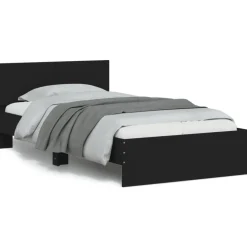vidaXL Bedframe met hoofdbord bewerkt hout zwart 100x200 cm