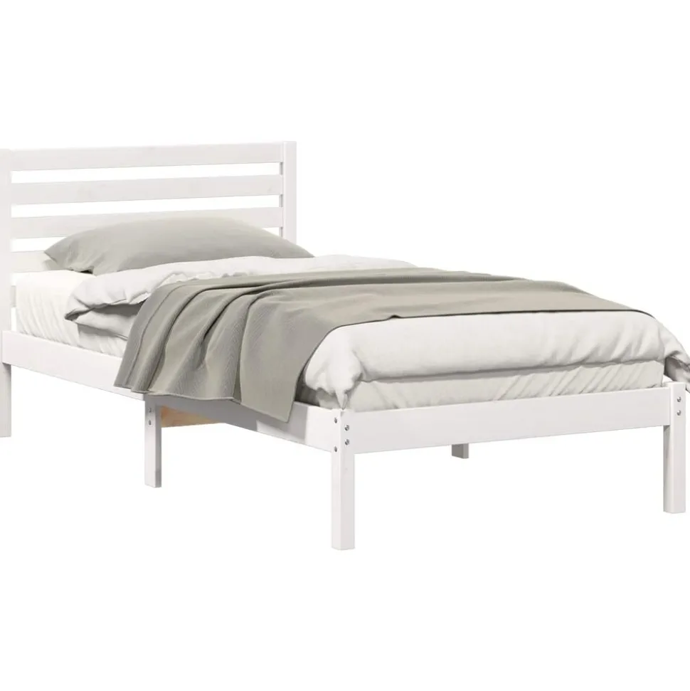 vidaXL Bedframe met hoofdeinde Wit 80 x 200 cm Massief grenenhout
