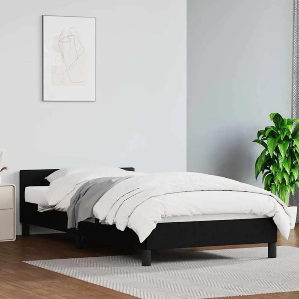 vidaXL Bedframe met hoofdeinde zonder matras 80x200 cm zwart