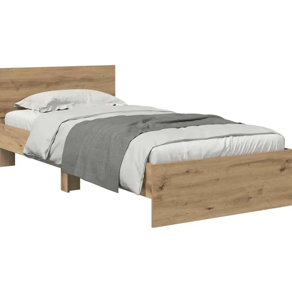 vidaXL Bedframe met hoofdeinde Artisan Eiken 100 x 200 cm Bewerkt hout