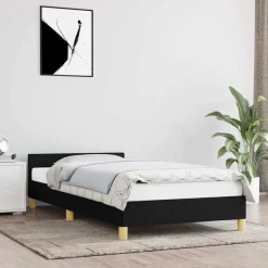 vidaXL Bedframe met hoofdeinde zonder matras 80x200 cm stof zwart