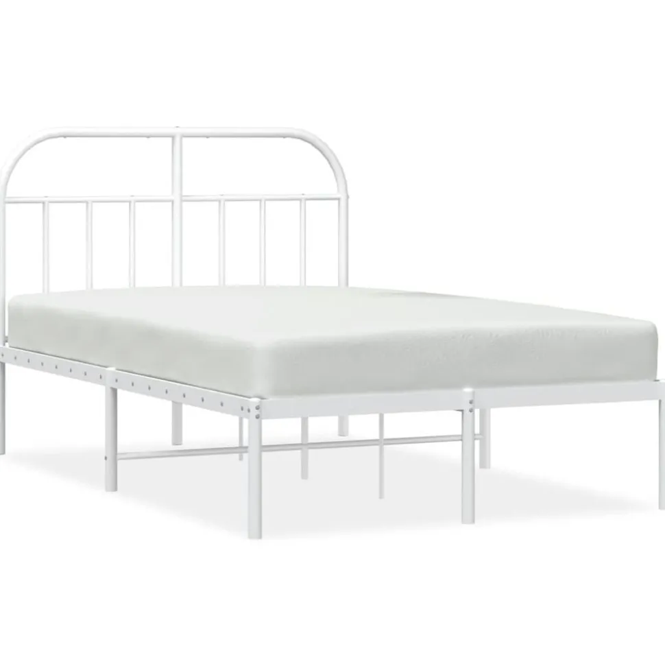 vidaXL Bedframe met hoofdbord metaal wit 120x200 cm
