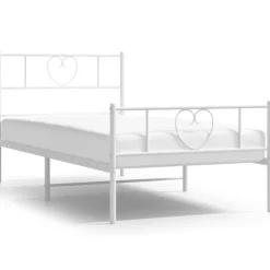 vidaXL Bedframe met hoofd- en voeteneinde metaal wit 75x190 cm