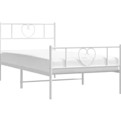 vidaXL Bedframe met hoofd- en voeteneinde metaal wit 75x190 cm