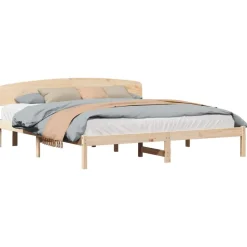 vidaXL Bedframe met hoofdeinde Naturel 200 x 200 cm Massief grenenhout