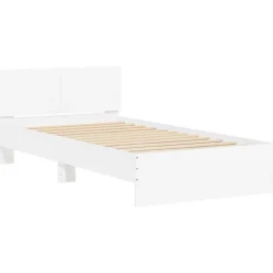 vidaXL Bedframe met hoofdbord bewerkt hout wit 100x200 cm