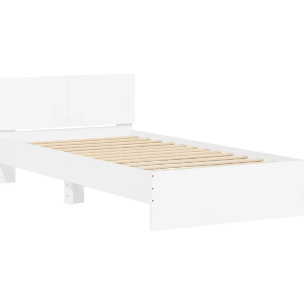 vidaXL Bedframe met hoofdbord bewerkt hout wit 100x200 cm