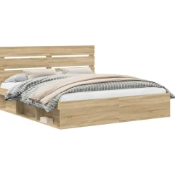 vidaXL Bedframe met hoofdeinde Sonoma 200 x 200 cm Massief grenenhout