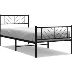 vidaXL Bedframe met hoofd- en voeteneinde metaal zwart 75x190 cm