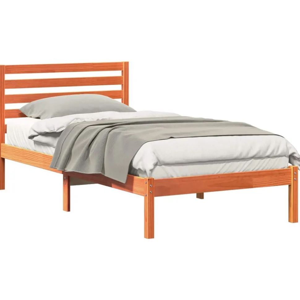 vidaXL Bedframe met hoofdeinde Wasbruin 80 x 200 cm Massief grenenhout