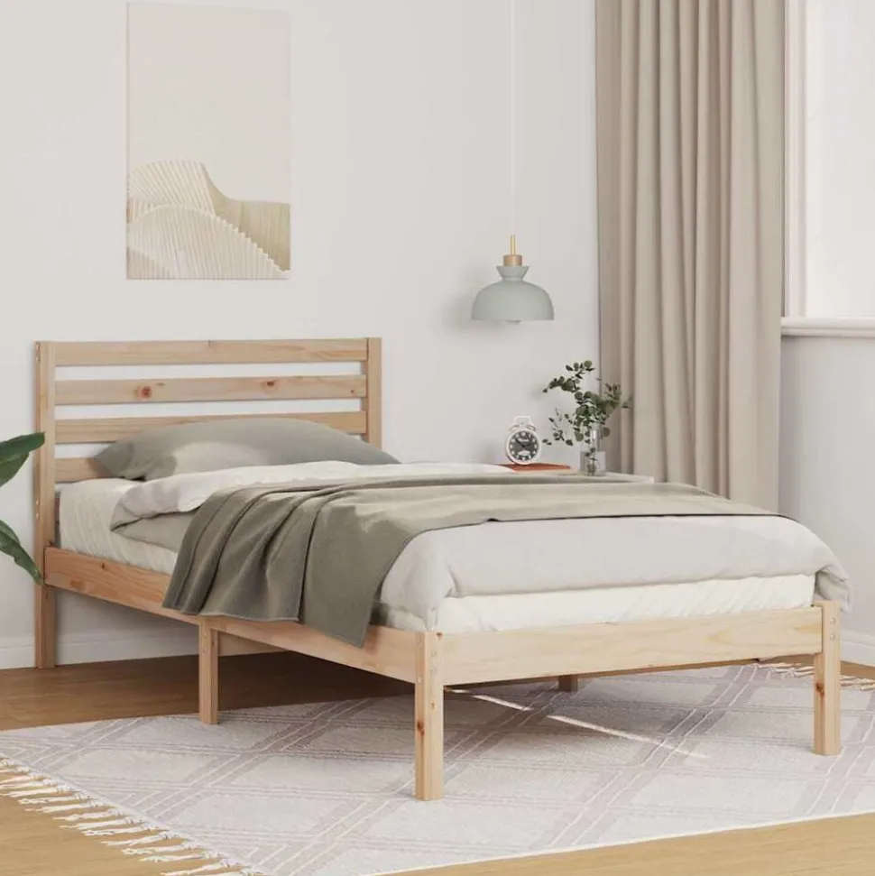 vidaXL Bedframe met hoofdeinde Bruin 80 x 200 cm Massief grenenhout