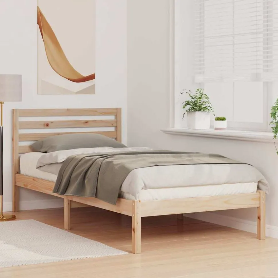 vidaXL Bedframe met hoofdeinde Bruin 80 x 200 cm Massief grenenhout