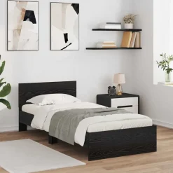 vidaXL Bedframe met hoofdeinde Zwart Eiken 100 x 200 cm Bewerkt hout