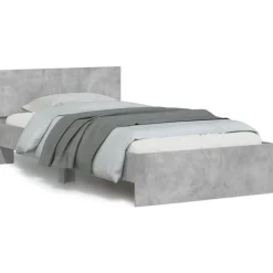 vidaXL Bedframe met hoofdeinde bewerkt hout betongrijs 100x200 cm
