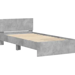 vidaXL Bedframe met hoofdeinde bewerkt hout betongrijs 100x200 cm