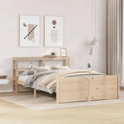 vidaXL Bedframe met hoofdbord massief grenenhout 120x200 cm