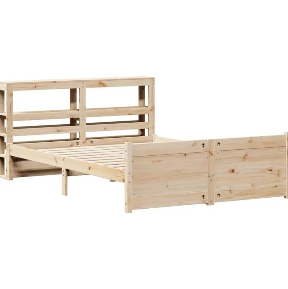 vidaXL Bedframe met hoofdbord massief grenenhout 120x200 cm