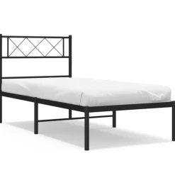 vidaXL Bedframe met hoofdbord metaal zwart 75x190 cm
