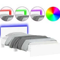 vidaXL Bedframe met hoofdbord en LED-verlichting wit 100x200 cm
