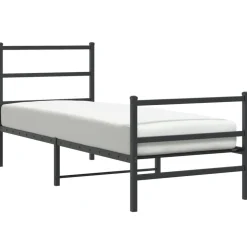 vidaXL Bedframe met hoofd- en voeteneindemetaal zwart 75x190 cm