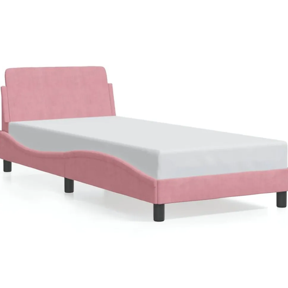 vidaXL Bedframe met hoofdeinde "Dover" 80x200 cm fluweel roze