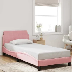 vidaXL Bedframe met hoofdeinde "Dover" 80x200 cm fluweel roze