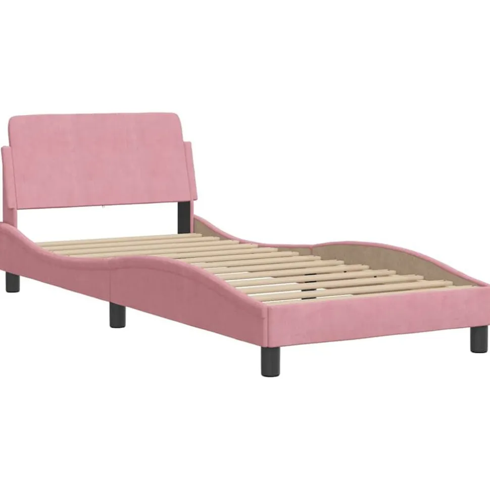 vidaXL Bedframe met hoofdeinde "Dover" 80x200 cm fluweel roze