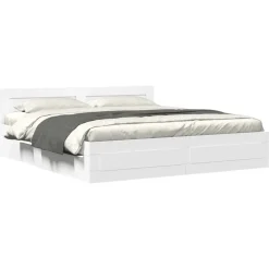 vidaXL Bedframe met hoofdeinde zonder matras 200x200 cm wit