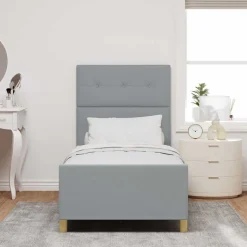 vidaXL Bedframe met hoofdeinde Lichtgrijs 80 x 200 cm Stof