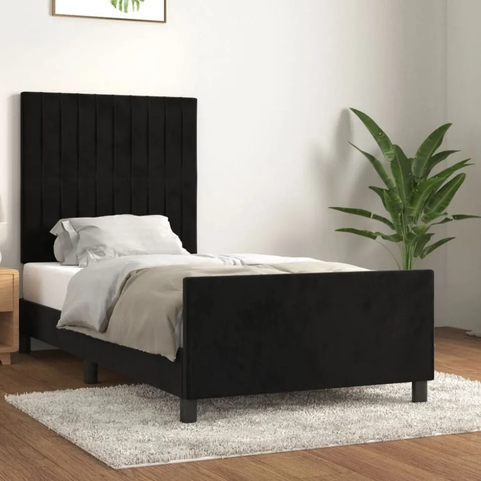 vidaXL Bedframe met hoofdeinde fluweel zwart 80x200 cm