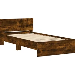 vidaXL Bedframe met hoofdeinde bewerkt hout gerookt eiken 100x200 cm